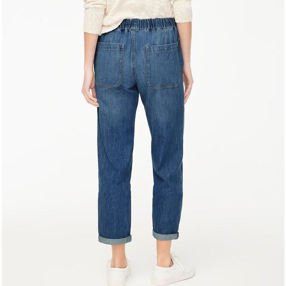 J.Crew Denim Drawstring Jeans SZ 30 East Harbor Wash Elastic Waist Slant Pocket - Picture 2 of 9